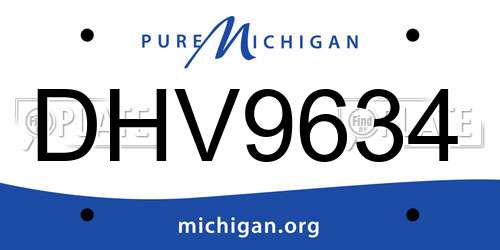 DHV9634 Michigan License Plate