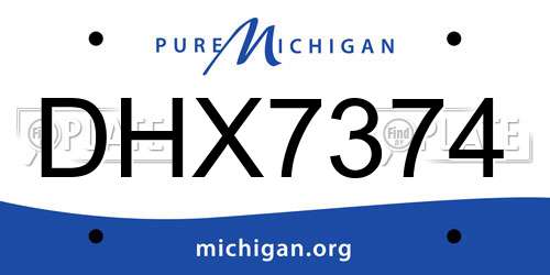 DHX7374 Michigan License Plate