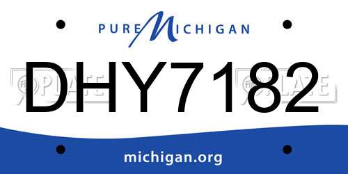 DHY7182 Michigan License Plate