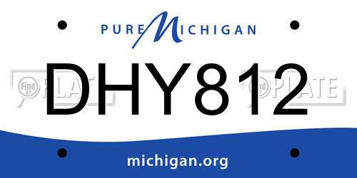 DHY812 Michigan License Plate