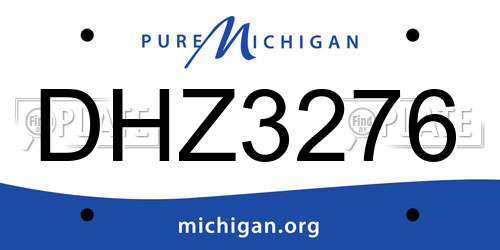 DHZ3276 Michigan License Plate