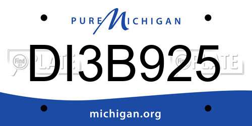 DI3B925 Michigan License Plate