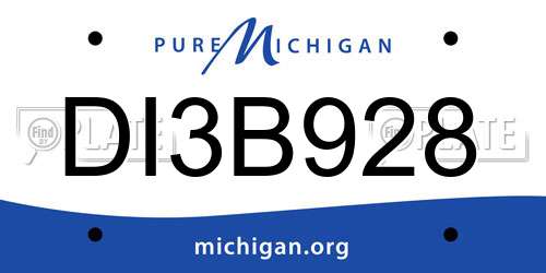 DI3B928 Michigan License Plate