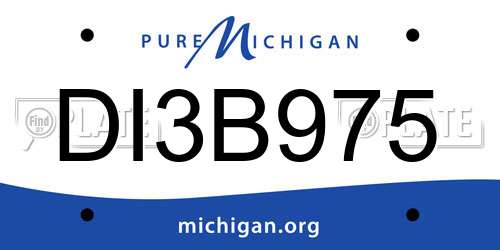 DI3B975 Michigan License Plate
