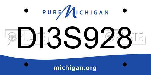 DI3S928 Michigan License Plate