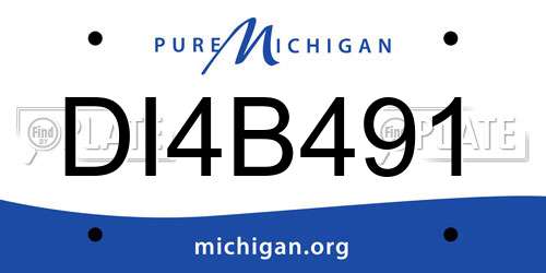 DI4B491 Michigan License Plate