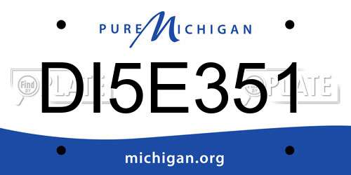 DI5E351 Michigan License Plate