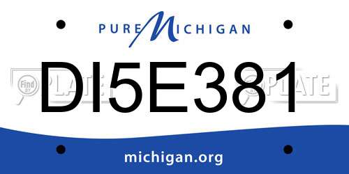 DI5E381 Michigan License Plate