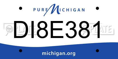 DI8E381 Michigan License Plate