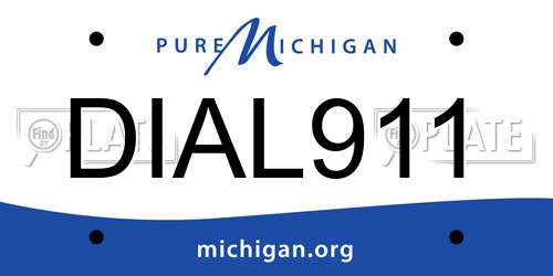 DIAL911 Michigan License Plate
