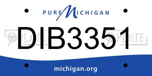 DIB3351 Michigan License Plate