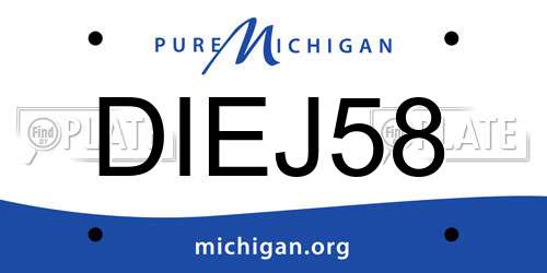 DIEJ58 Michigan License Plate
