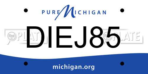 DIEJ85 Michigan License Plate