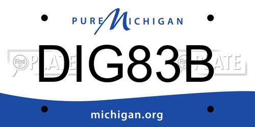 DIG83B Michigan License Plate