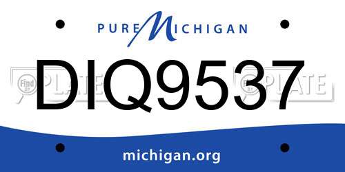 DIQ9537 Michigan License Plate