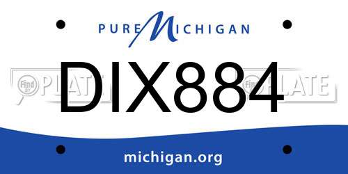 DIX884 Michigan License Plate