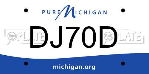 DJ70D Michigan License Plate