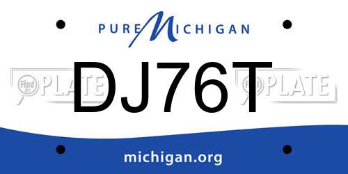 DJ76T Michigan License Plate