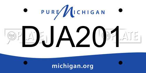 DJA201 Michigan License Plate