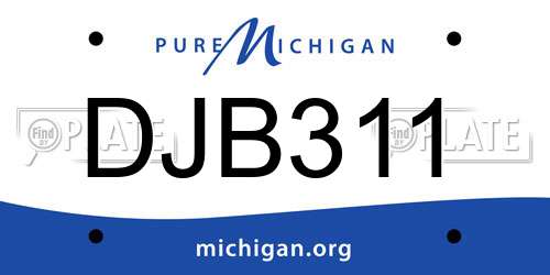 DJB311 Michigan License Plate