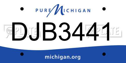 DJB3441 Michigan License Plate