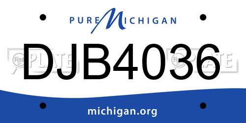 DJB4036 Michigan License Plate