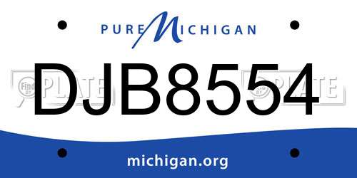 DJB8554 Michigan License Plate