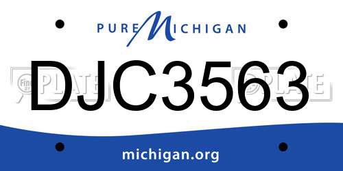 DJC3563 Michigan License Plate