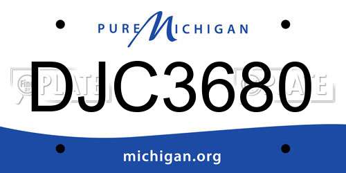 DJC3680 Michigan License Plate