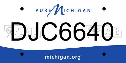 DJC6640 Michigan License Plate