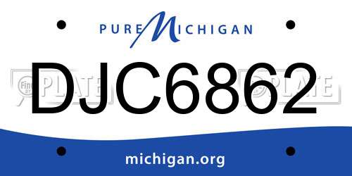 DJC6862 Michigan License Plate