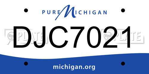 DJC7021 Michigan License Plate