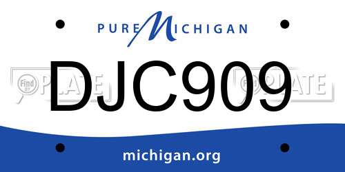 DJC909 Michigan License Plate
