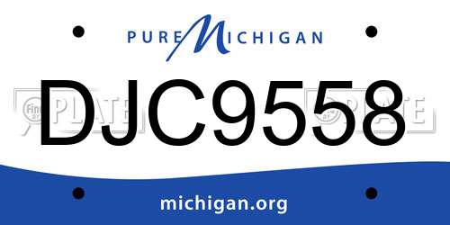 DJC9558 Michigan License Plate
