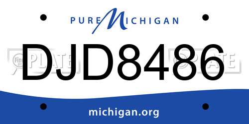 DJD8486 Michigan License Plate