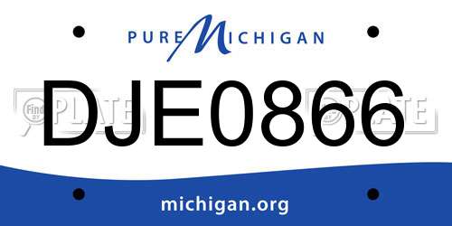 DJE0866 Michigan License Plate