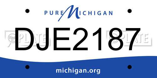 DJE2187 Michigan License Plate