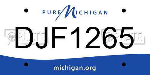 DJF1265 Michigan License Plate