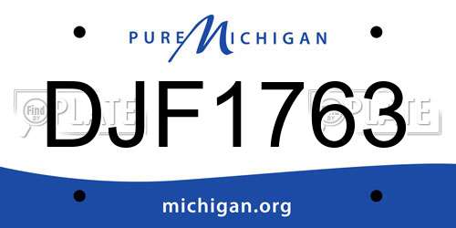 DJF1763 Michigan License Plate