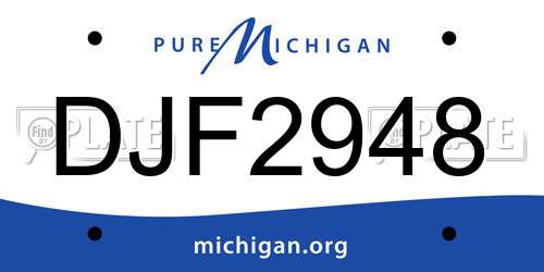 DJF2948 Michigan License Plate