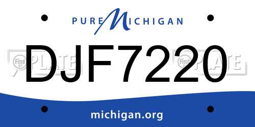 DJF7220 Michigan License Plate