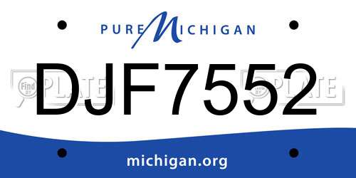 DJF7552 Michigan License Plate