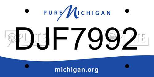 DJF7992 Michigan License Plate