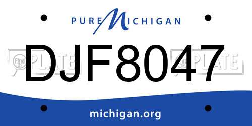 DJF8047 Michigan License Plate