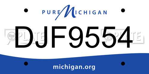 DJF9554 Michigan License Plate