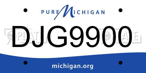 DJG9900 Michigan License Plate
