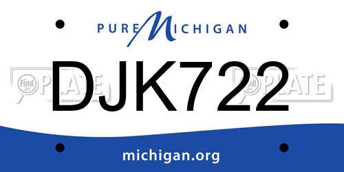 DJK722 Michigan License Plate