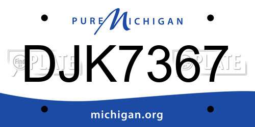 DJK7367 Michigan License Plate