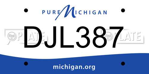 DJL387 Michigan License Plate