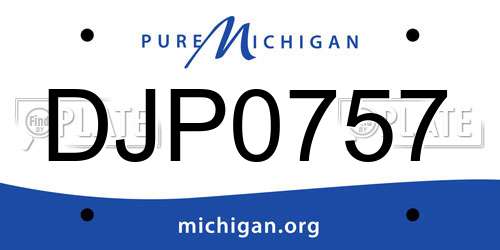 DJP0757 Michigan License Plate